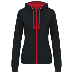 Kariban Contrast n�i kapucnis pul�ver, Black/Red