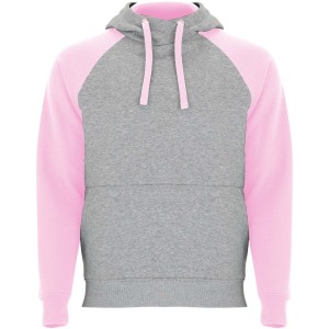 Roly Badet uniszex kapucnis pulver, Heather grey, Light pink (pulver)