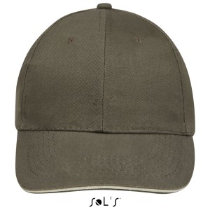 Sols Buffalo 6 paneles baseballsapka, Army/Beige